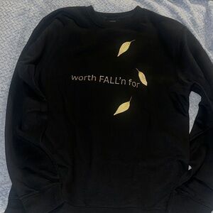 Black Sweatshirt with Leaf Design